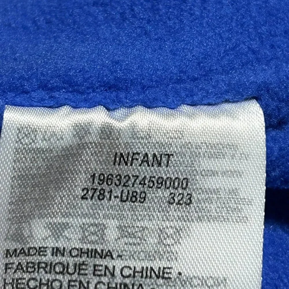Nike Baby Infant Fleece Chin Strap Trapper Hat & Mittens 2 Piece Set 12-24M Blue